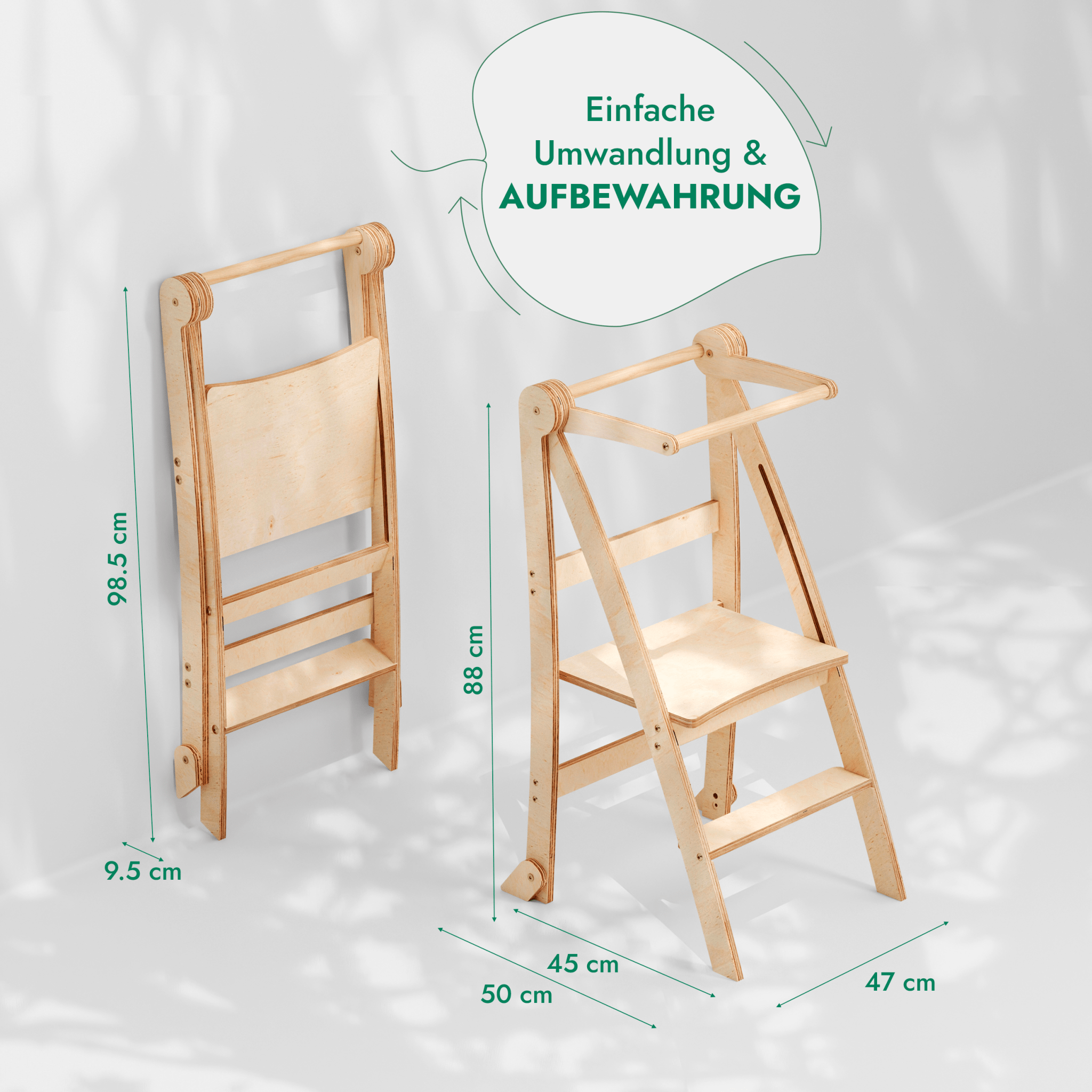 Holz Lernleiter Montessori: Hocker für Kinder - Graphit-1
