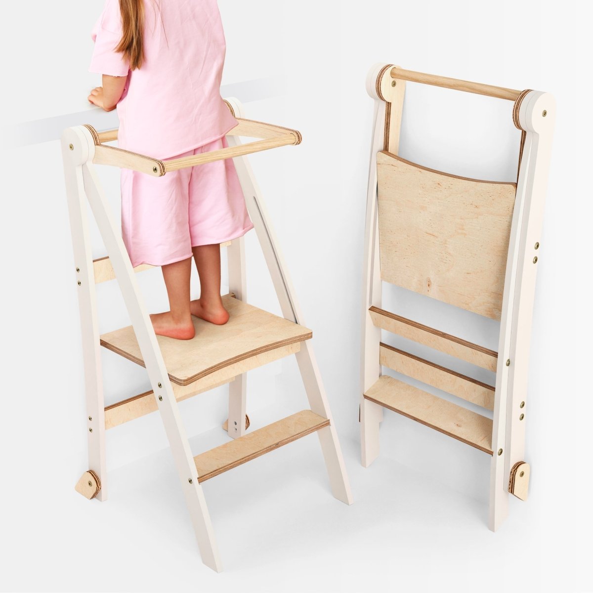 Holz Lernleiter Montessori: Hocker für Kinder-0