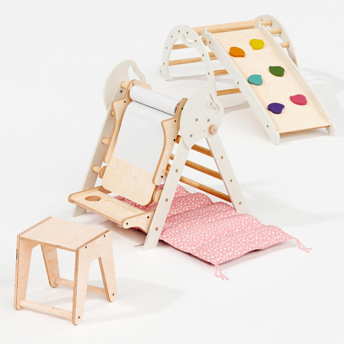 Montessori 4in1 Kletterdreieck für Babys: Pikler-Dreieck, Kletterbogen, Rutschbrett und Kissen für Kleinkinder (1–3 Jahre)-17