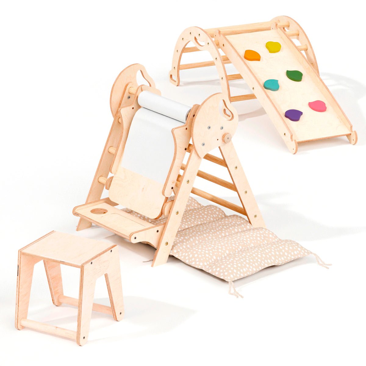 Montessori 4in1 Kletterdreieck für Babys: Pikler-Dreieck, Kletterbogen, Rutschbrett und Kissen für Kleinkinder (1–3 Jahre)-8